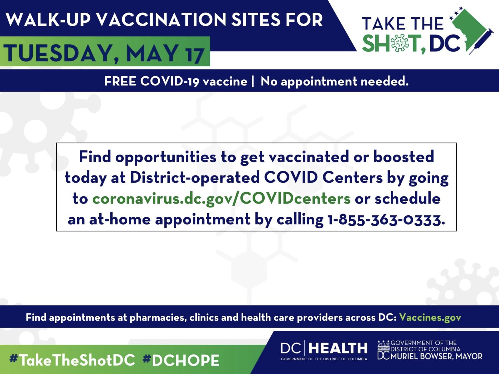 Walk-Up Vaccination Sites, May 17