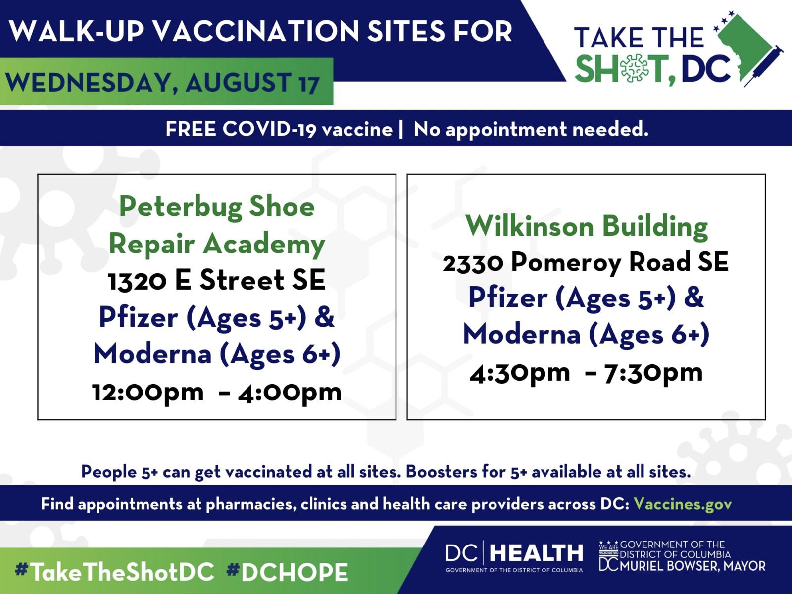 Walk-up Vaccination Sites 8-17-22